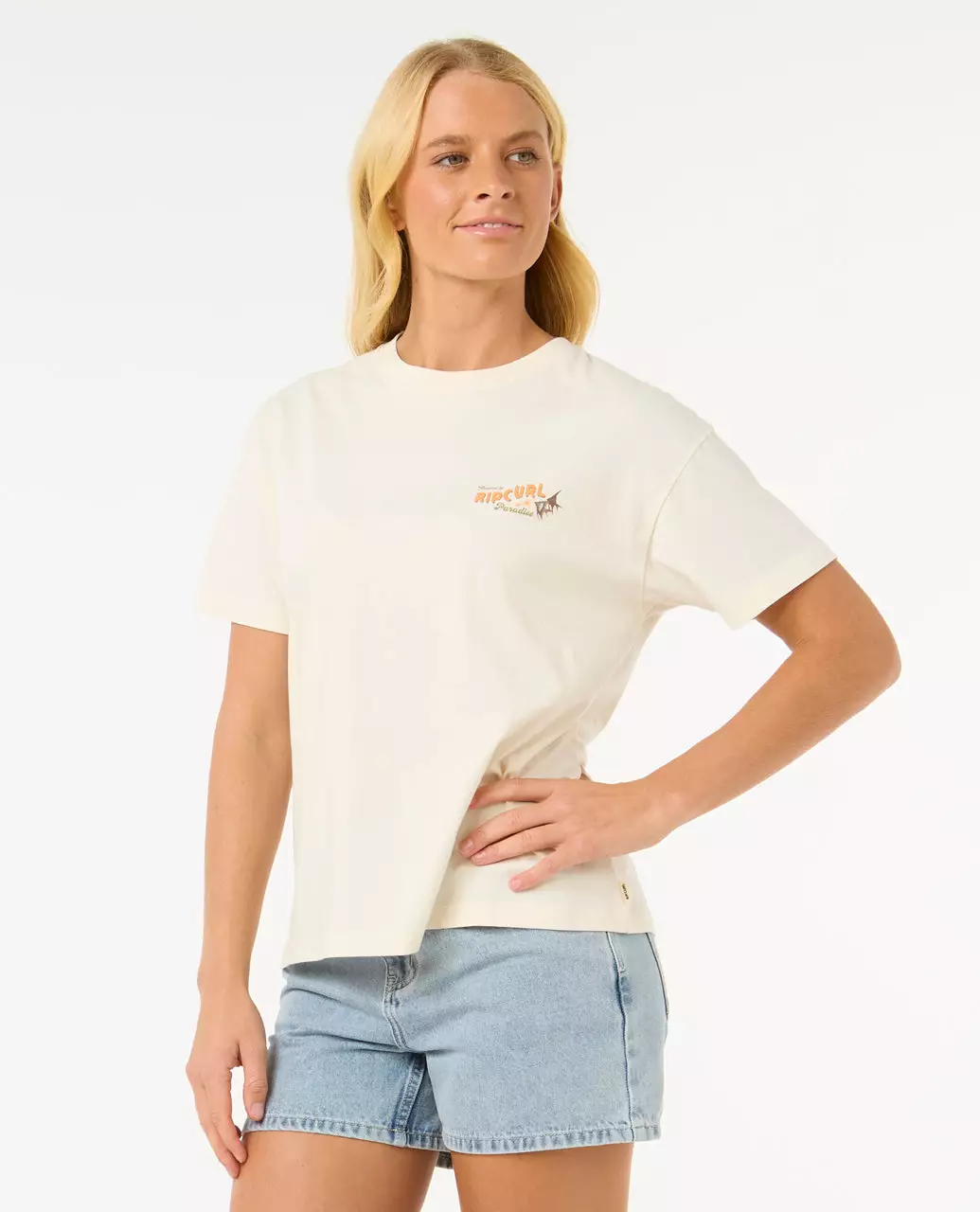 Rip Curl Women Cala Vadella Relaxed Tee - Bone