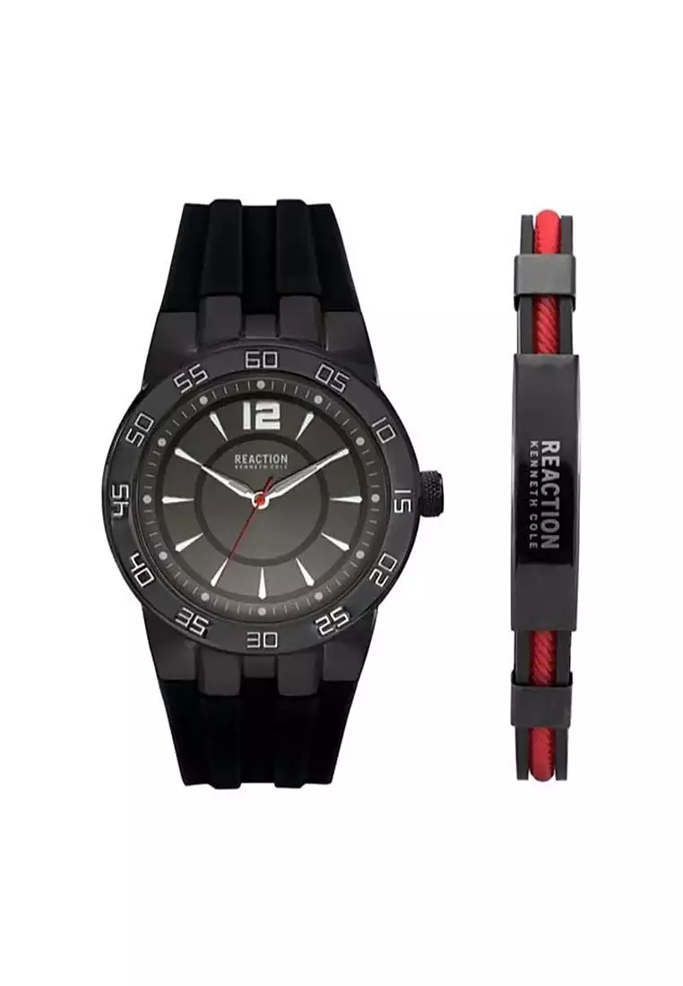 Buy Kenneth Cole Reaction Kenneth Cole Reaction Black Silicone Strap ...