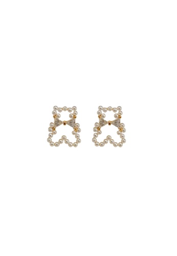 ZITIQUE gold Women's Hollowed Teddy Bear Pearl Earrings - Gold 847ACAC557F29CGS_1
