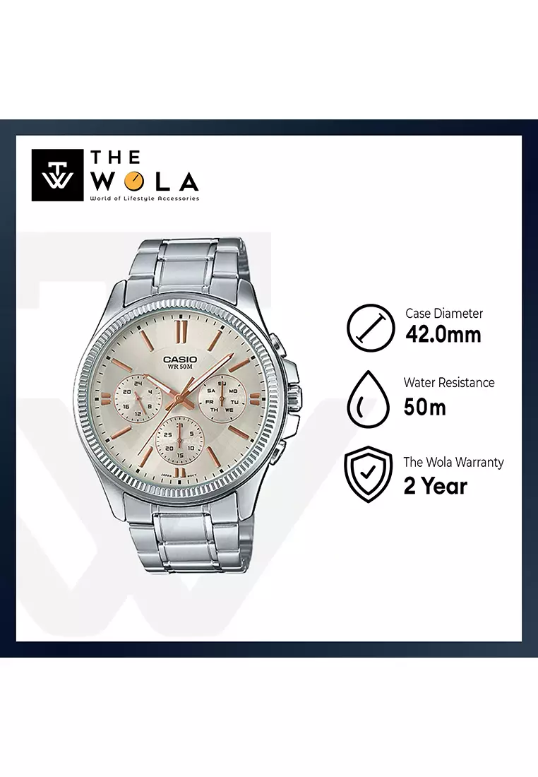 Men's Analog MTP-1375D-7A2V Stainless Steel Band Casual Watch