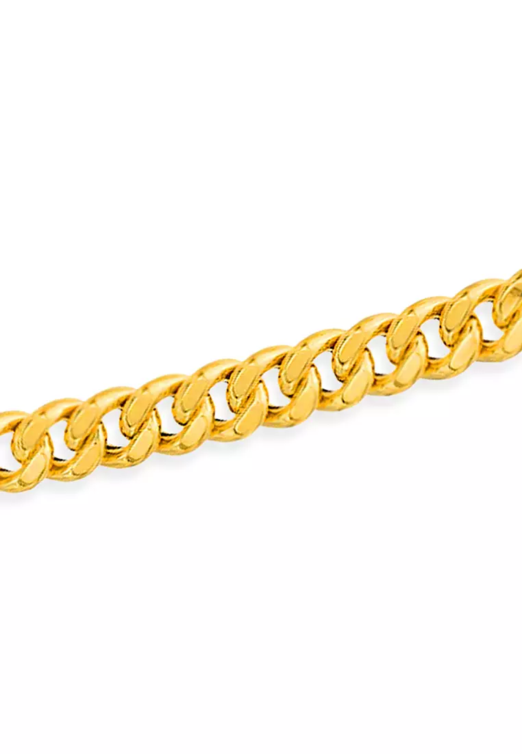 916/22K Gold Hollow Machine Curb Chain Necklace R020 (5.65MM, 52CM)