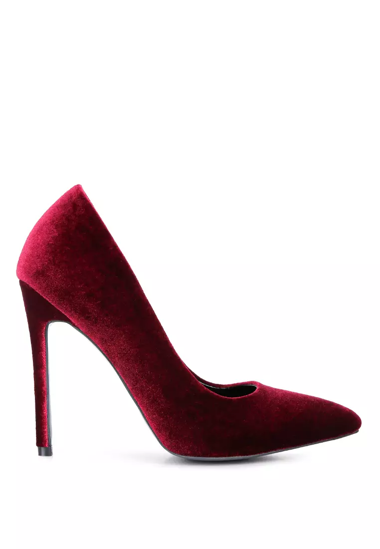 Burgundy velvet sale pumps
