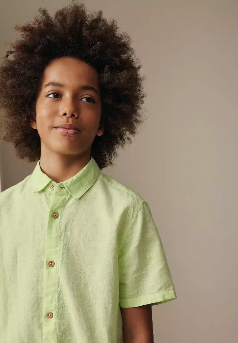 Short Sleeve Linen Blend Shirt