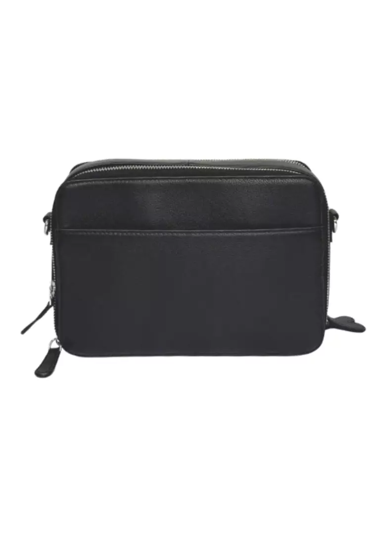 Oxhide Leather Messenger Bag - Full Grain Leather Sling Bag - Leather Sling Bag for Men J0081-black
