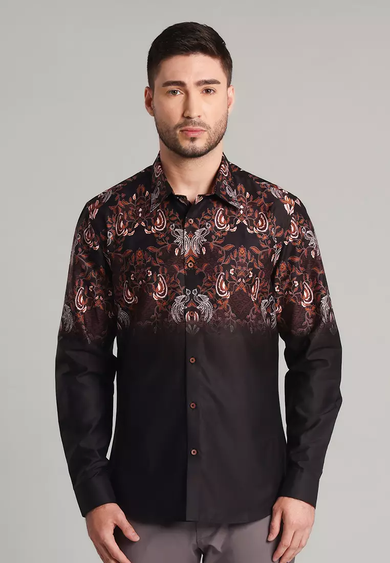 MOC - Kemeja Batik Pria Lengan Panjang Adhinata - Black