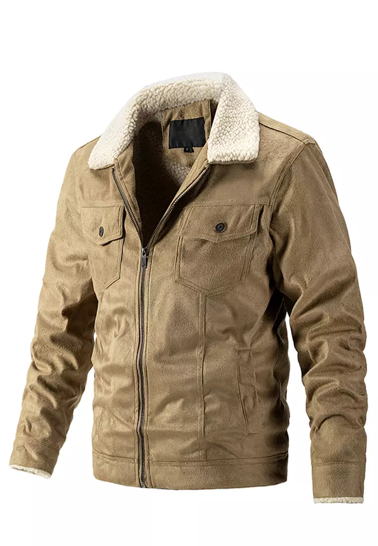Collar Mens Heavy Sherpa Fleece Lined Jacket Sherpa Lined Mens