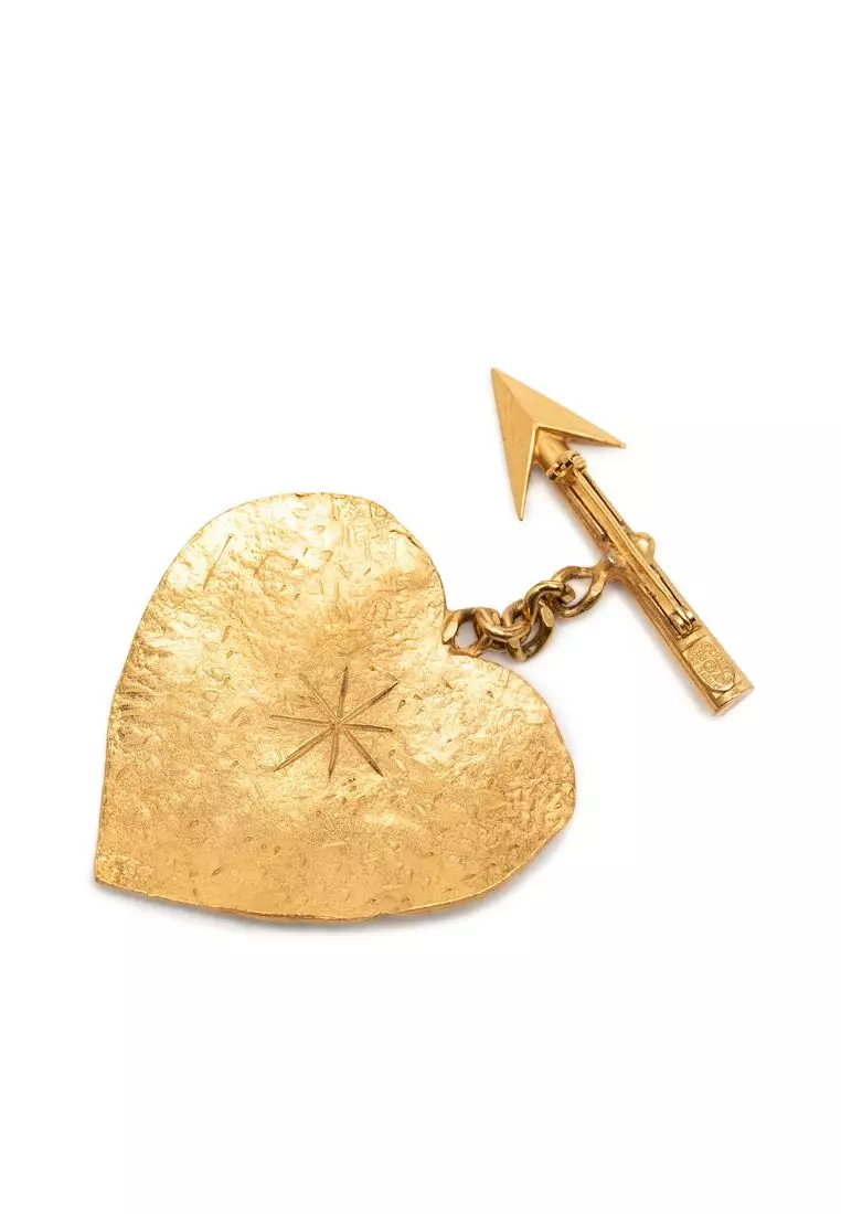 Chanel Pre-Loved Chanel Gold Plated Cambon Paris Arrow Heart Swing