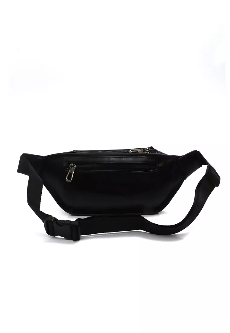 Atera Waistbag Pria Casual Fashion Style Desain Dragon Large Storage Material Leather ORIGINAL - Black