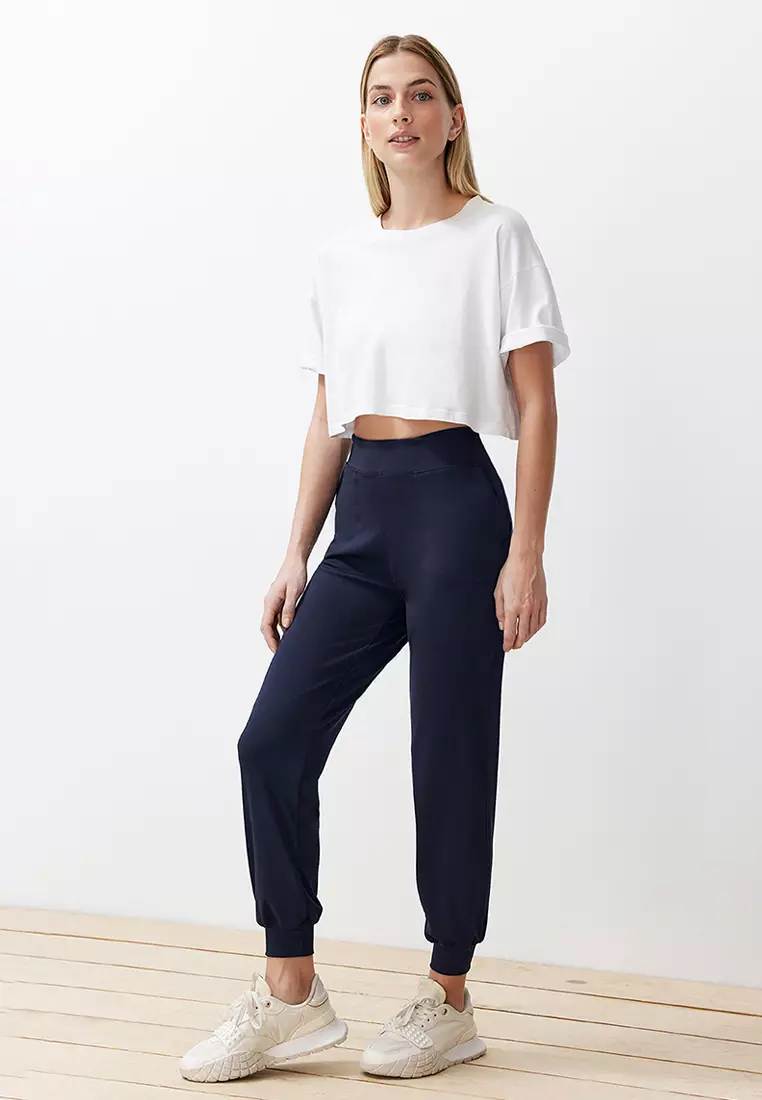 Navy Blue Diver/Scuba Comfortable Fit Knitted Sports Sweatpants