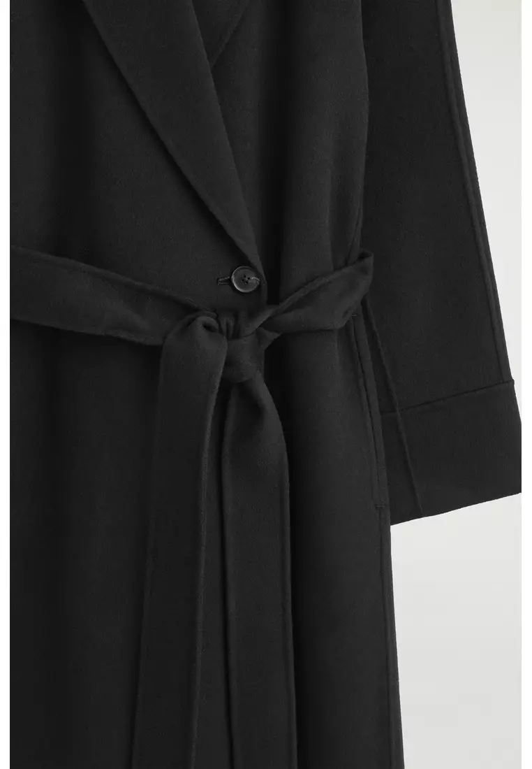 BELTED DOUBLE-FACED WOOL LONG COAT