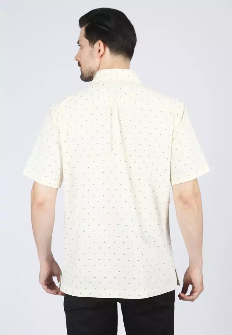 Kemeja Lengan Panjang Ethan White Motif Garis Halus - Light Blue Cotton Smart Casual