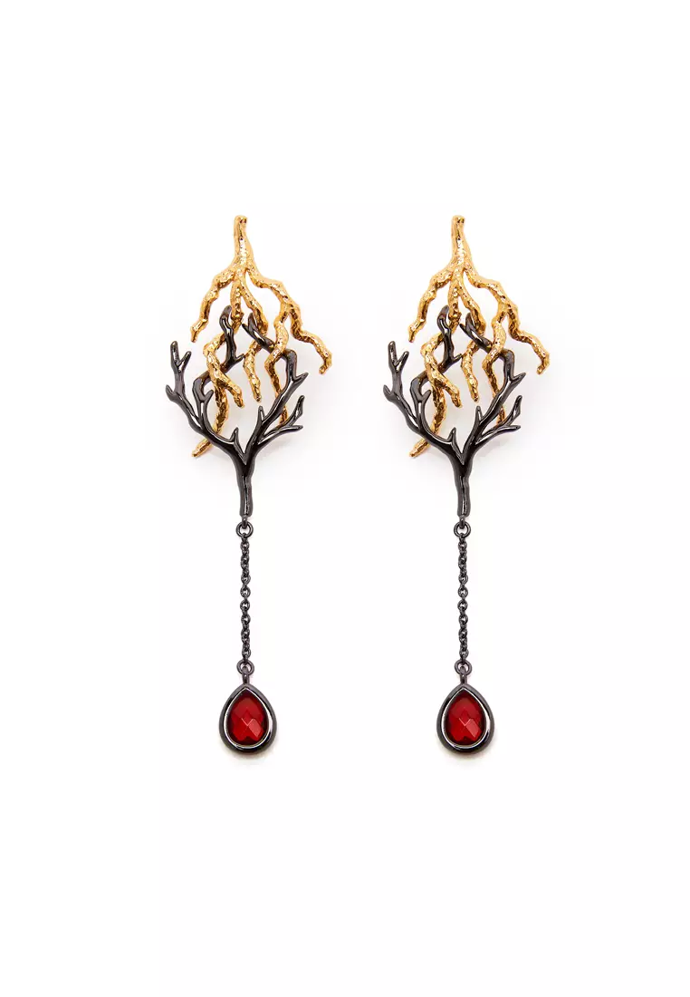 Red and black sales earrings online