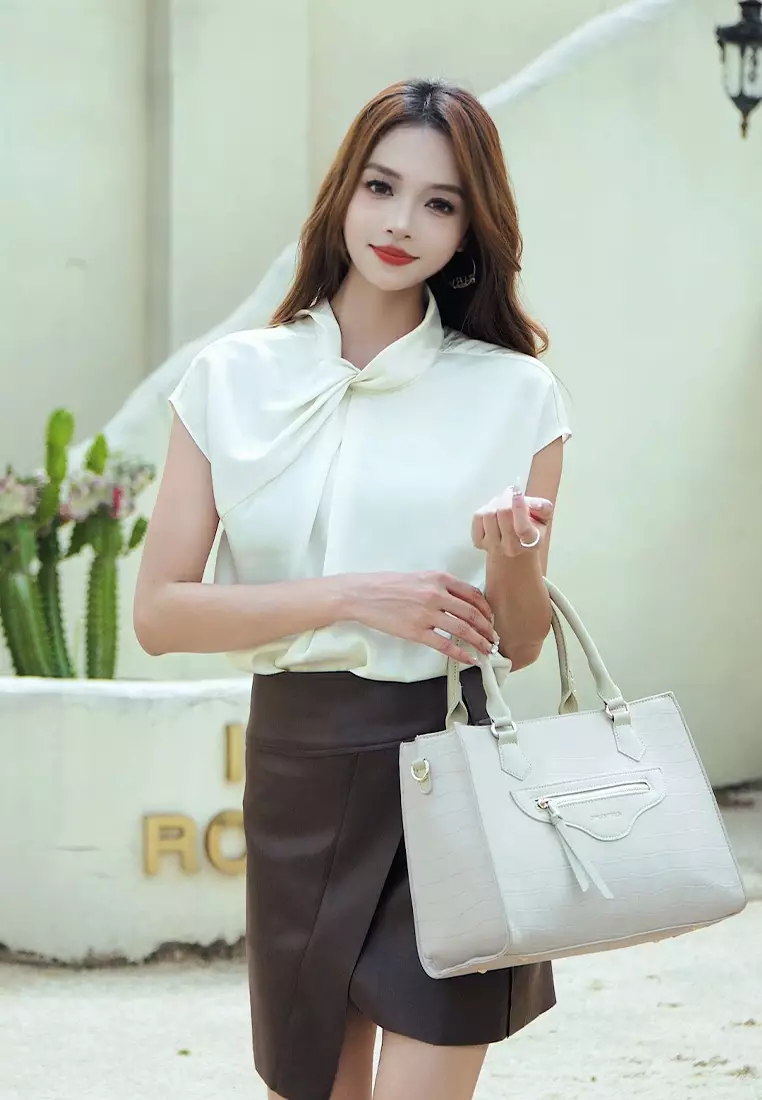 Women's Top Handle Bag / Sling Bag / Crossbody Bag - Beige