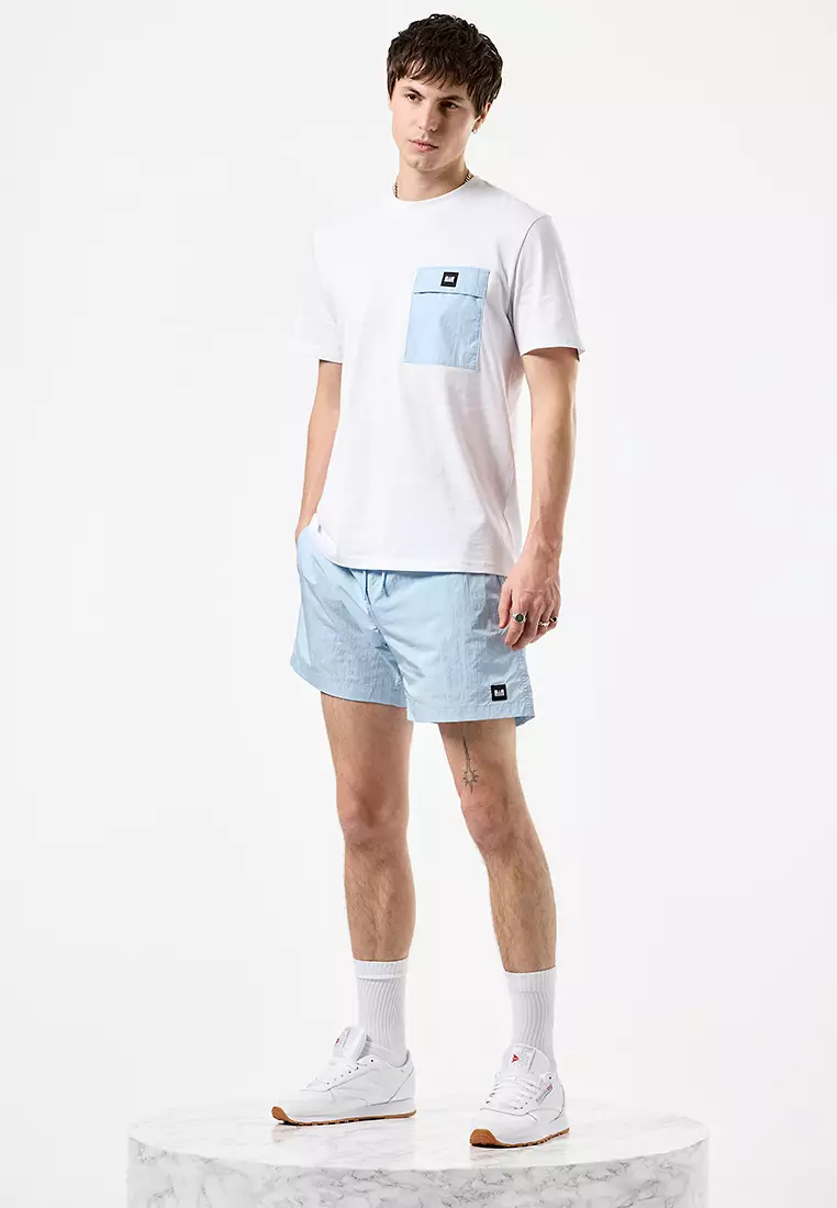 MENS WHITE/OCEAN WAVE STINIVA CONTRAST PARACHUTE POCKET TEE