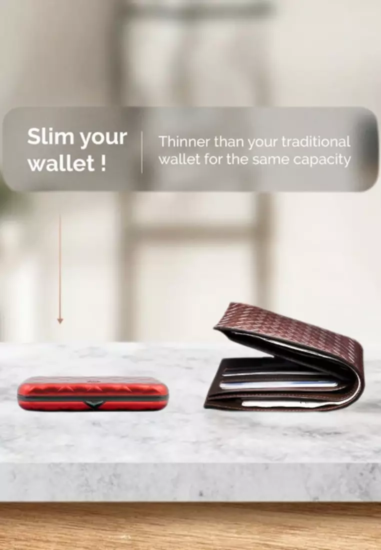 Quilted Button Aluminium Wallet-1000003-Red
