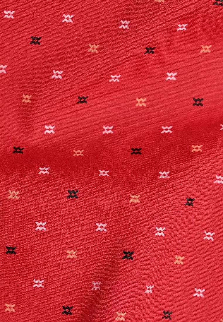 Crocodile EAST 1652 Red - Men Shirt Kemeja Lengan Pendek - Relax Fit - Katun