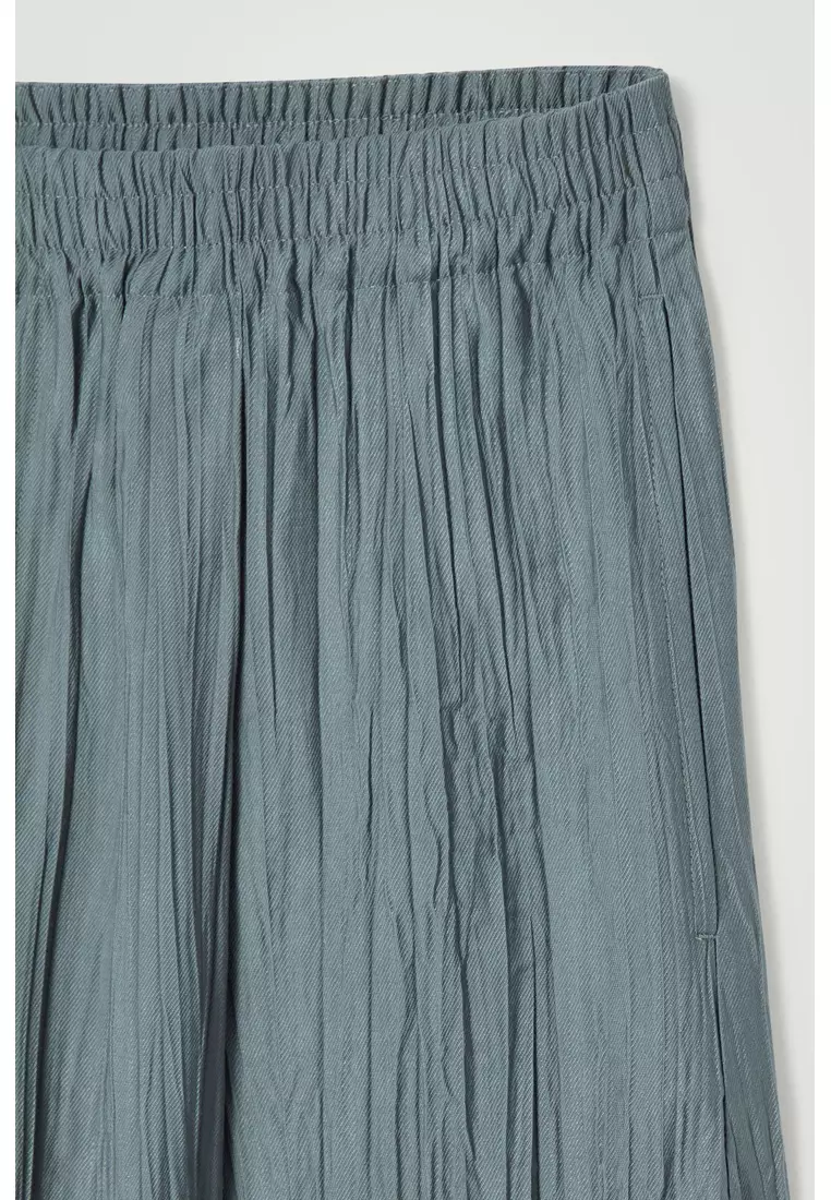 CRINKLED WIDE-LEG TROUSERS