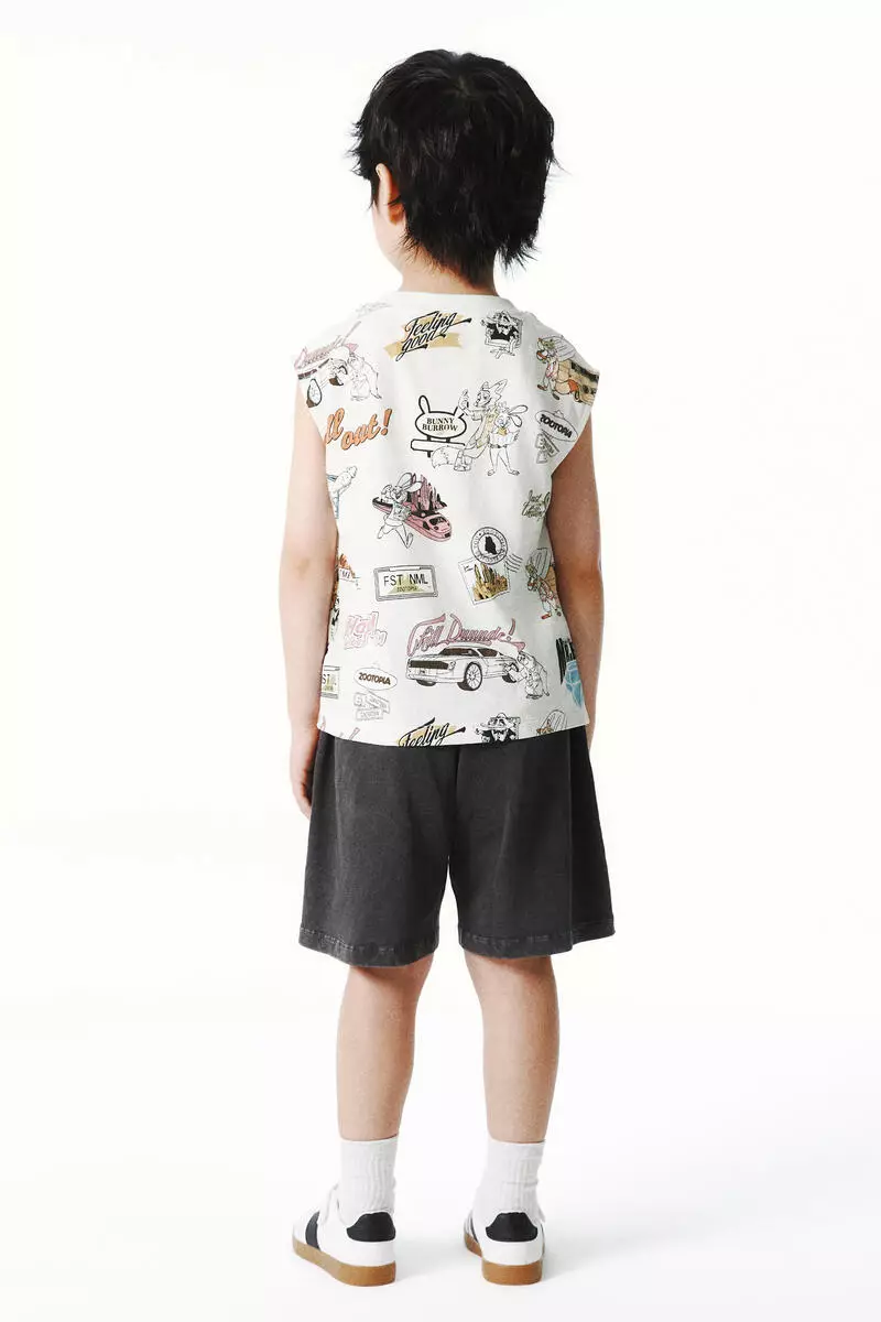 Printed cotton vest top