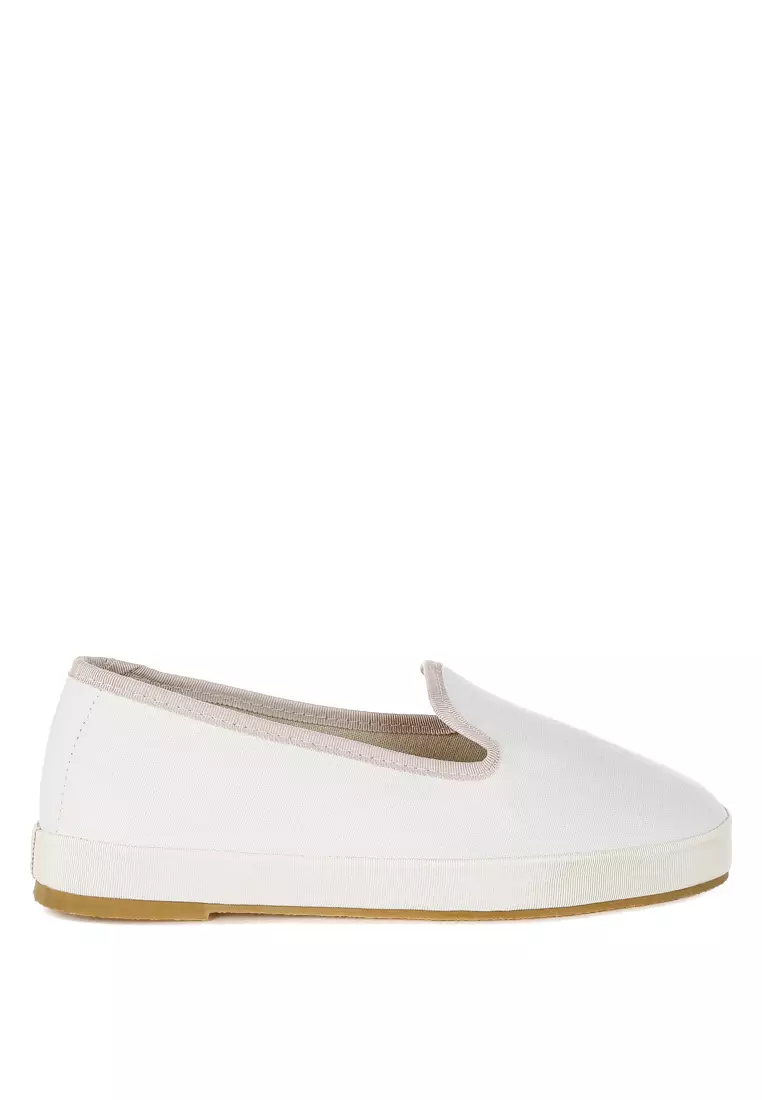 Buy London Rag Round Toe Canvas Loafers In Off White Online | ZALORA ...
