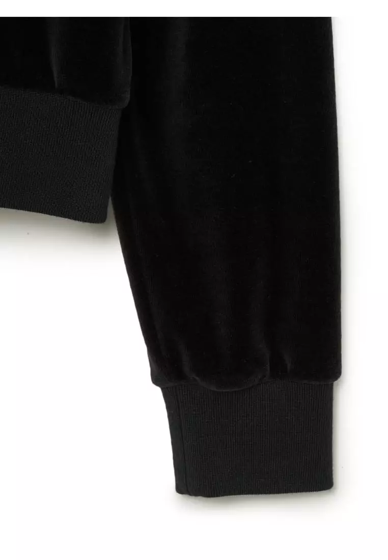 WOMEN'S BASIC VELVET CROPFIT HOODIE NEW YORK YANKEES