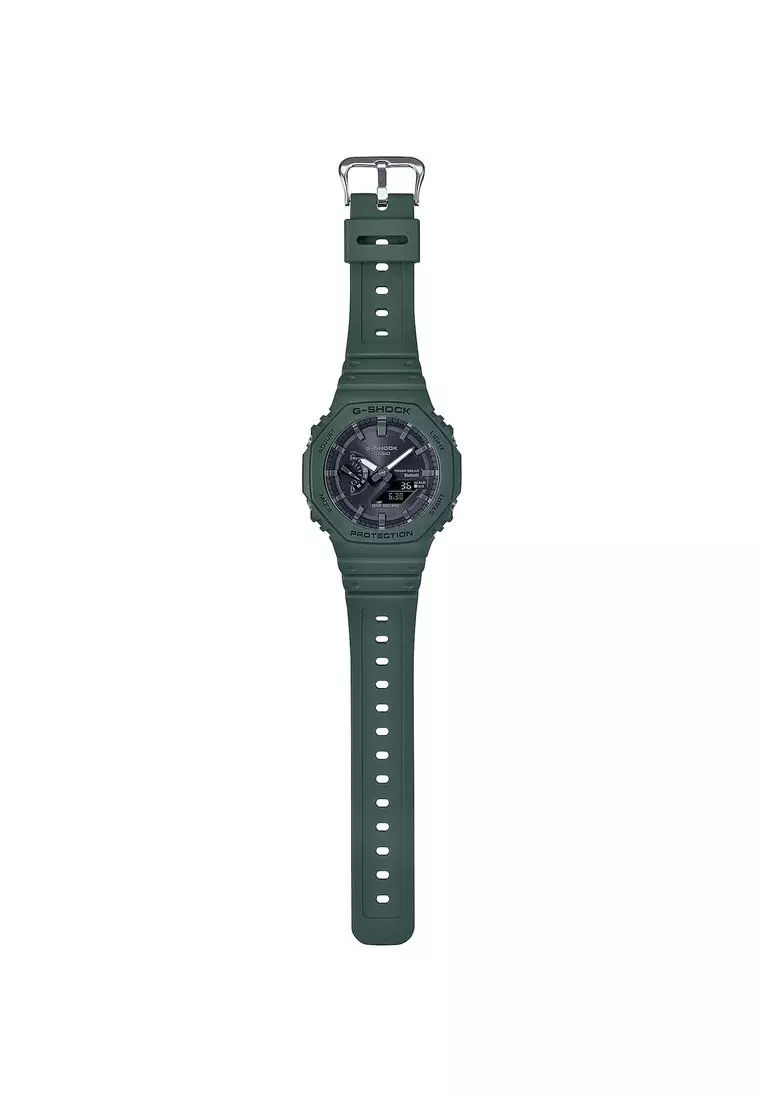 GA-B2100-3A Men's Green Resin Strap Solar Powered Digital Watch