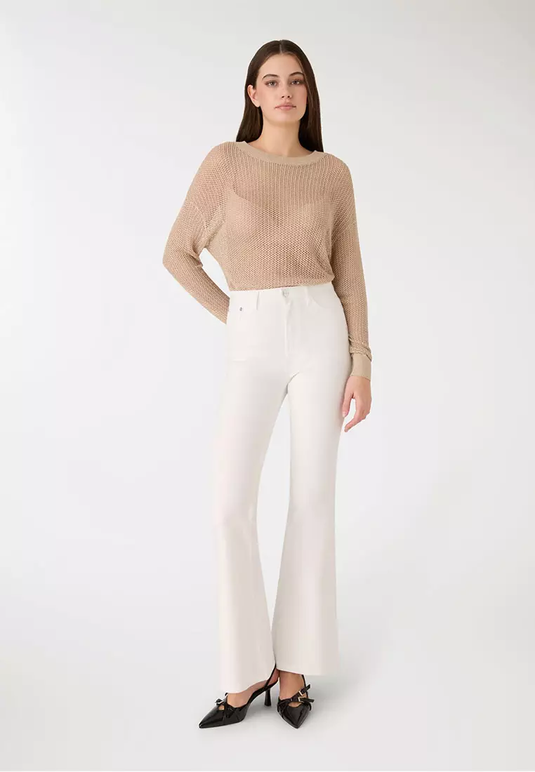 Women's Mesh Shimmer Long Sleeve Crop Top