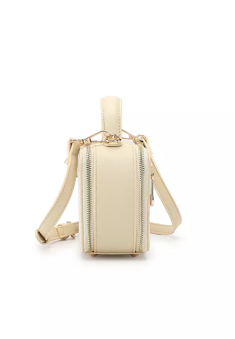 Women's Monogram Top Handle Bag / Sling Bag / Crossbody Bag (Tas Selempang / Tas Tangan) - Putih