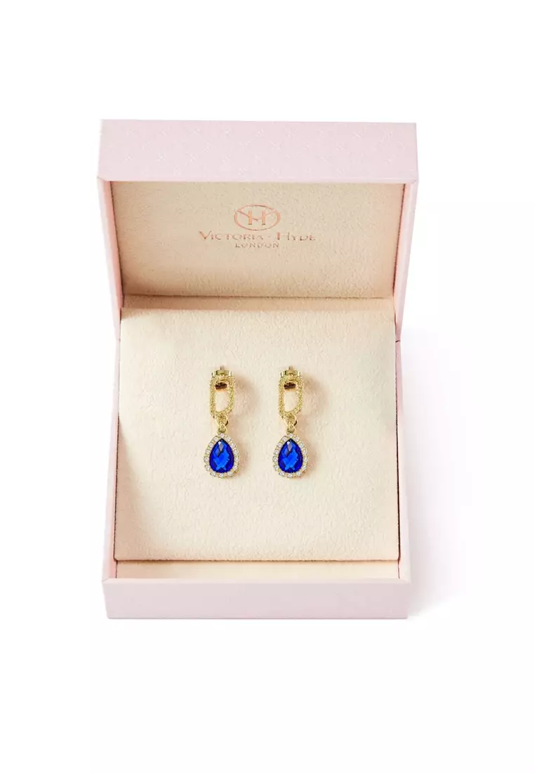Earrings Princess'S Water Drop In Gold - Blue