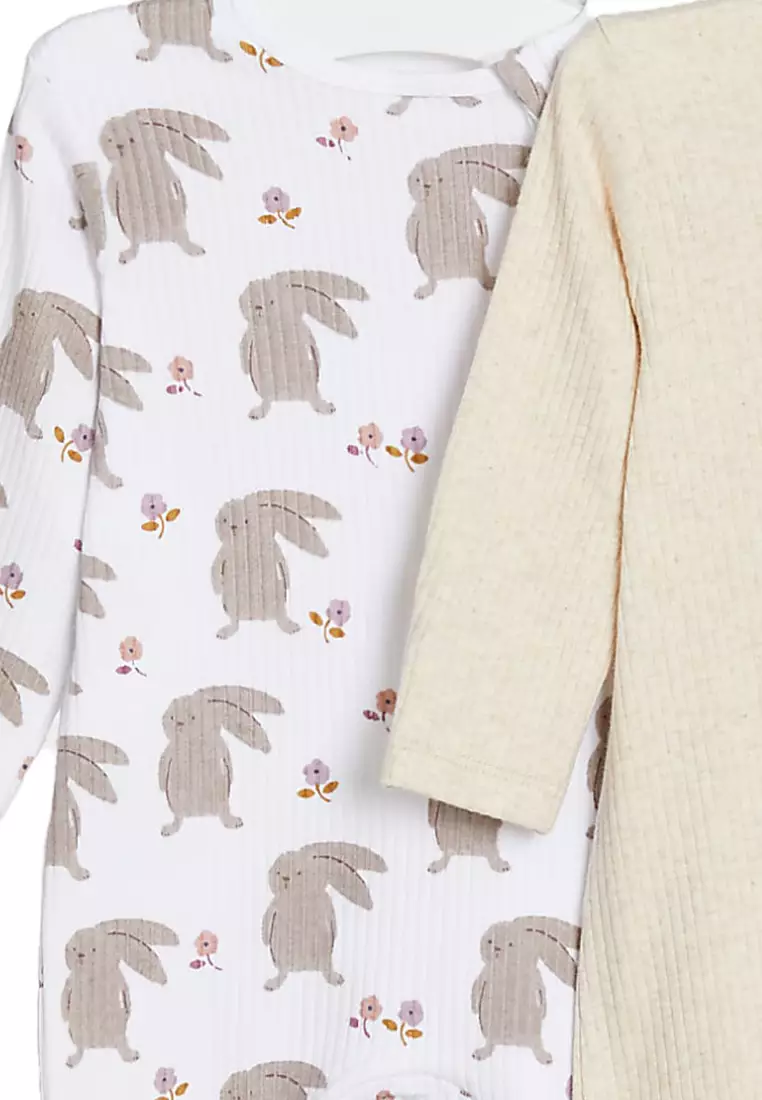 2Pc Cotton Rich Woodland Friends Sleepsuits