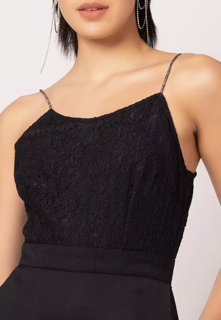 Black Embellished Strappy Jumpsuit