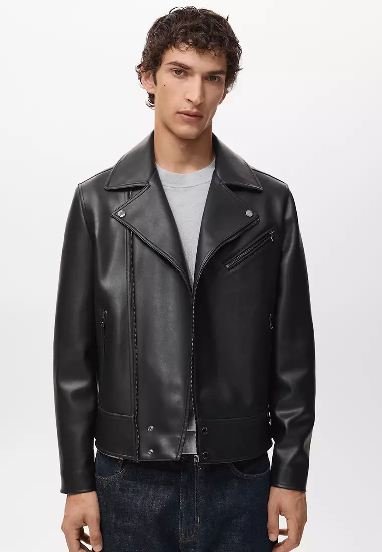 Buy MANGO Man Leather-Effect Biker Jacket Online ZALORA Malaysia