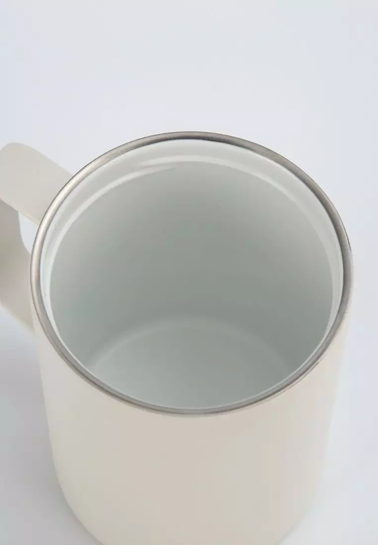 Crossing Neo Insulated S/S Leakproof Ceramic Mug W Handle And Lid 400ml - Cotton (White)