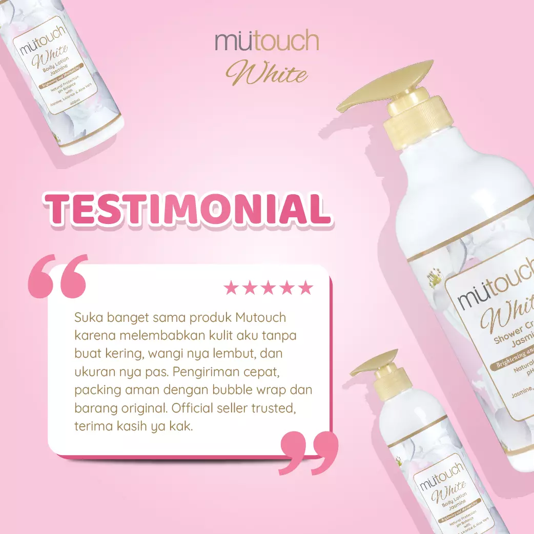 Mutouch White Shower Cream Brightening and Moisturizing 750ml FREE SHOWER PUFF