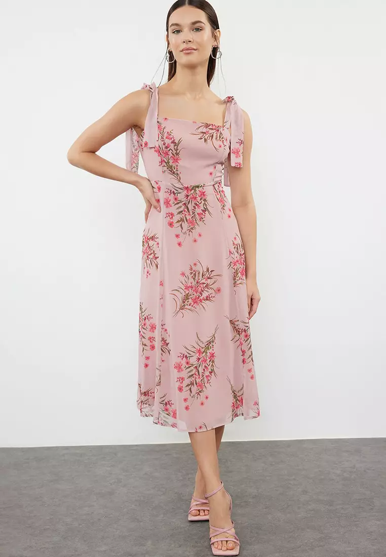 Tie Straps Floral Dress