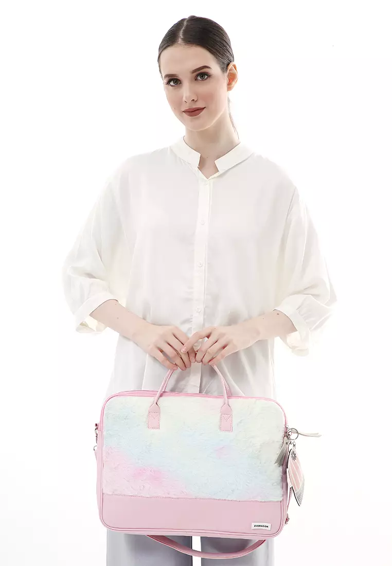 Shania Laptop SlingBag Fluffy Purple Pink With Mini Pouch - Pink 4 Cactus