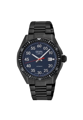Gevril black Gevril Men's Ascari Automatic Watch SS Case, Top ring in Black Forged Carbon, Stainless Steel IPBK Bracelet A7E1AAC3822344GS_1