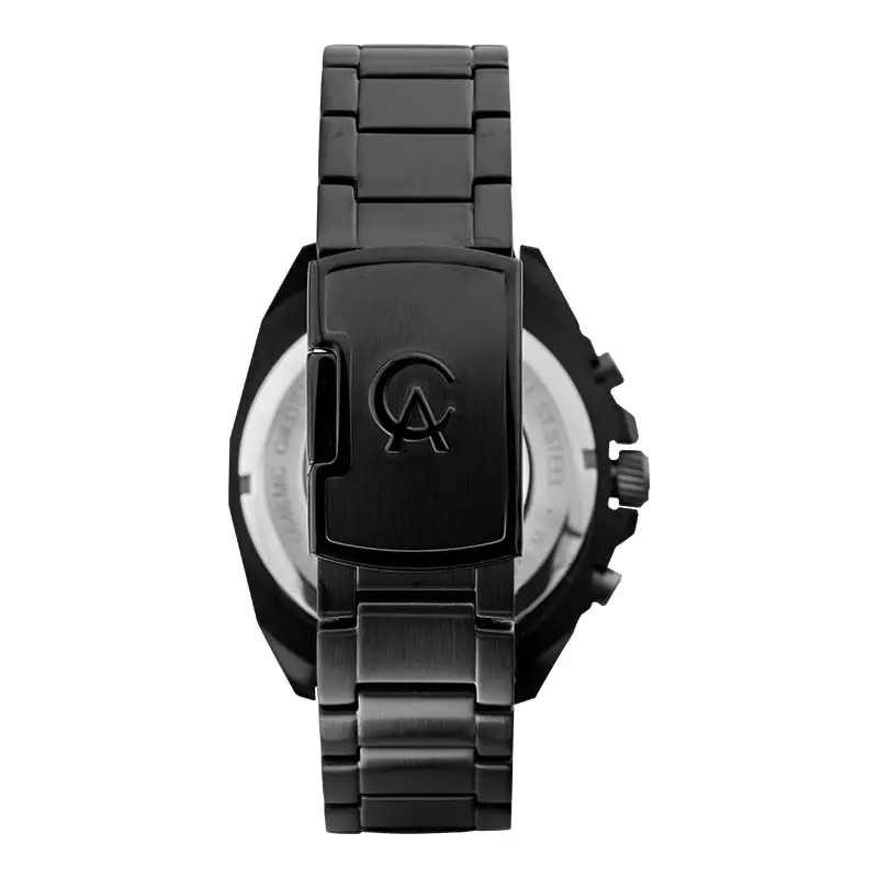 Jam Tangan Pria Alexandre Christie Chronograph AC 6646 MC BEPBARE Men Black Dial Black Stainless Steel Strap