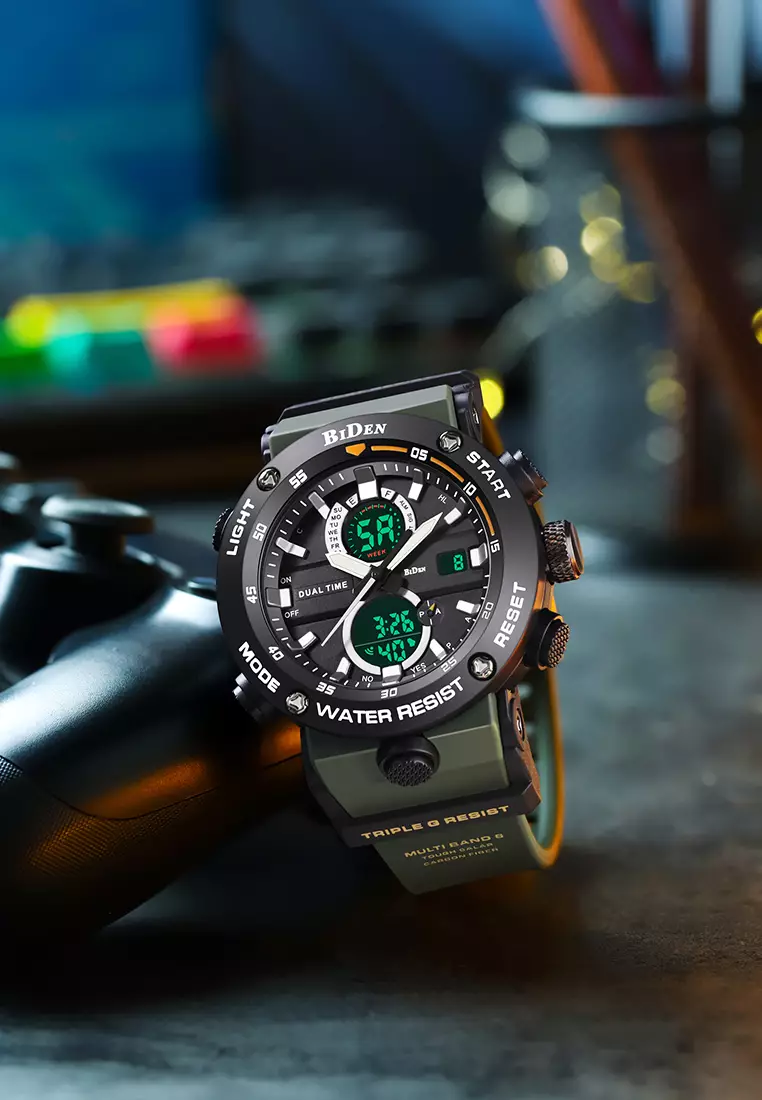 Jam Tangan Pria Original Analog&Digital Multifungsi Militer Jam Tangan Cowok Hijau