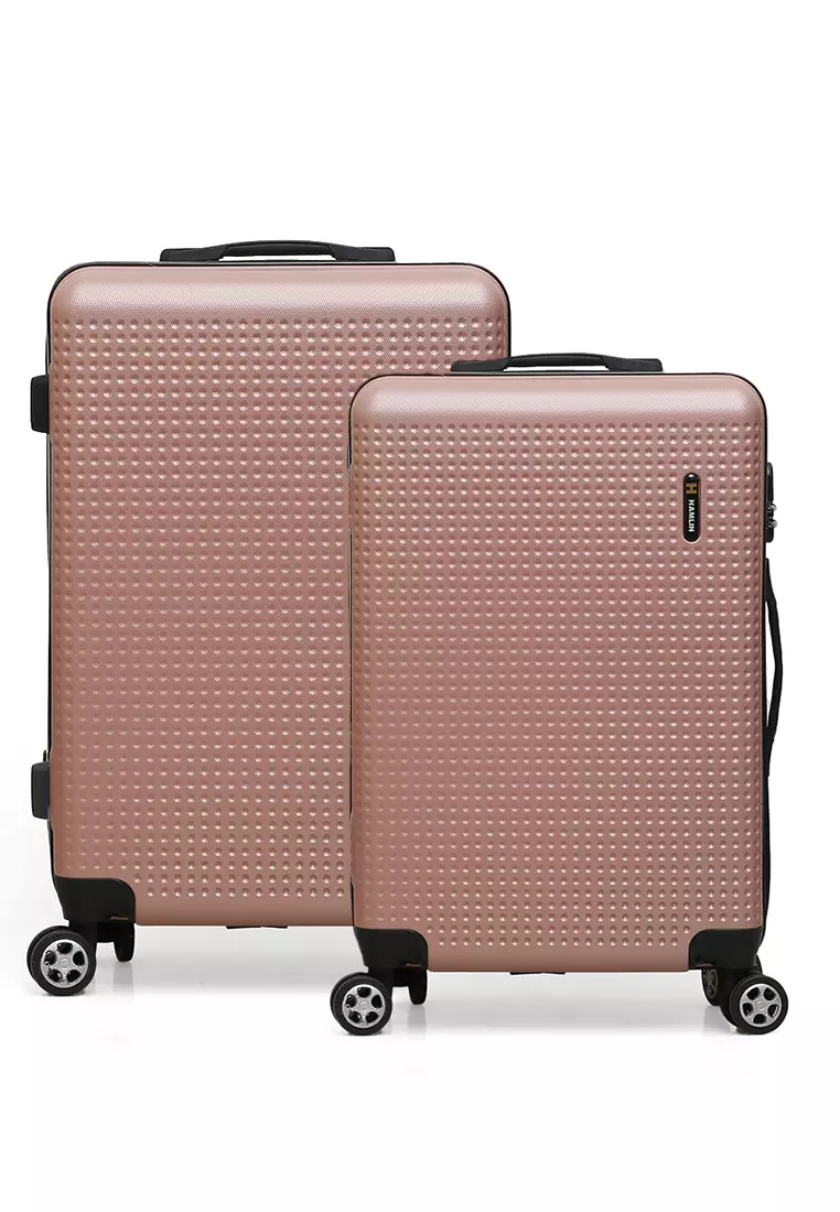 Isvara Tas Koper Hardcase One Set Unisex Large Compartment Suitcase Code Lock System Material ABS+PVC Coated ORIGINAL - Rose Gold