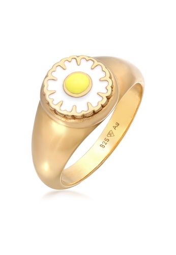 ELLI GERMANY yellow Ring Signet Daisy Trend Enamel Gold Plated F58D4AC4D8E8FCGS_1
