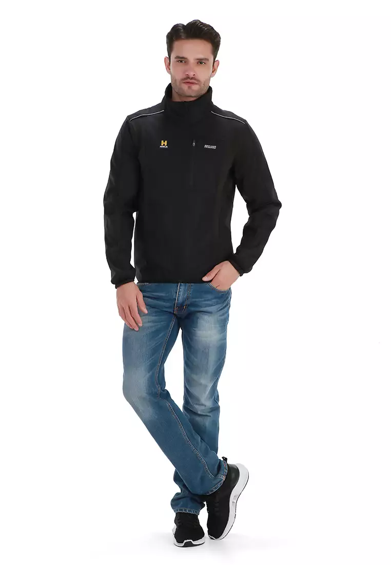 Clover Jaket Olahraga Sepeda Warm Up Thermal Fleece Jacket Material Polyester ORIGINAL - Black