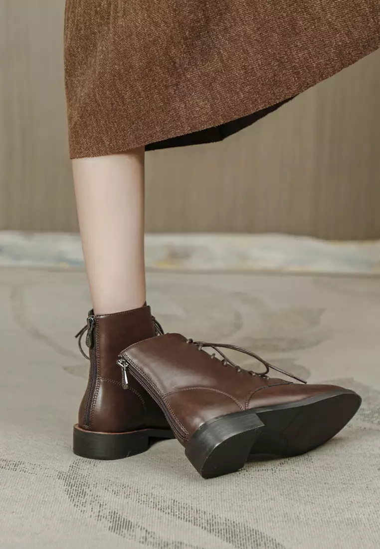 Faux Leather Lace Up Martin Boots TE2045-1