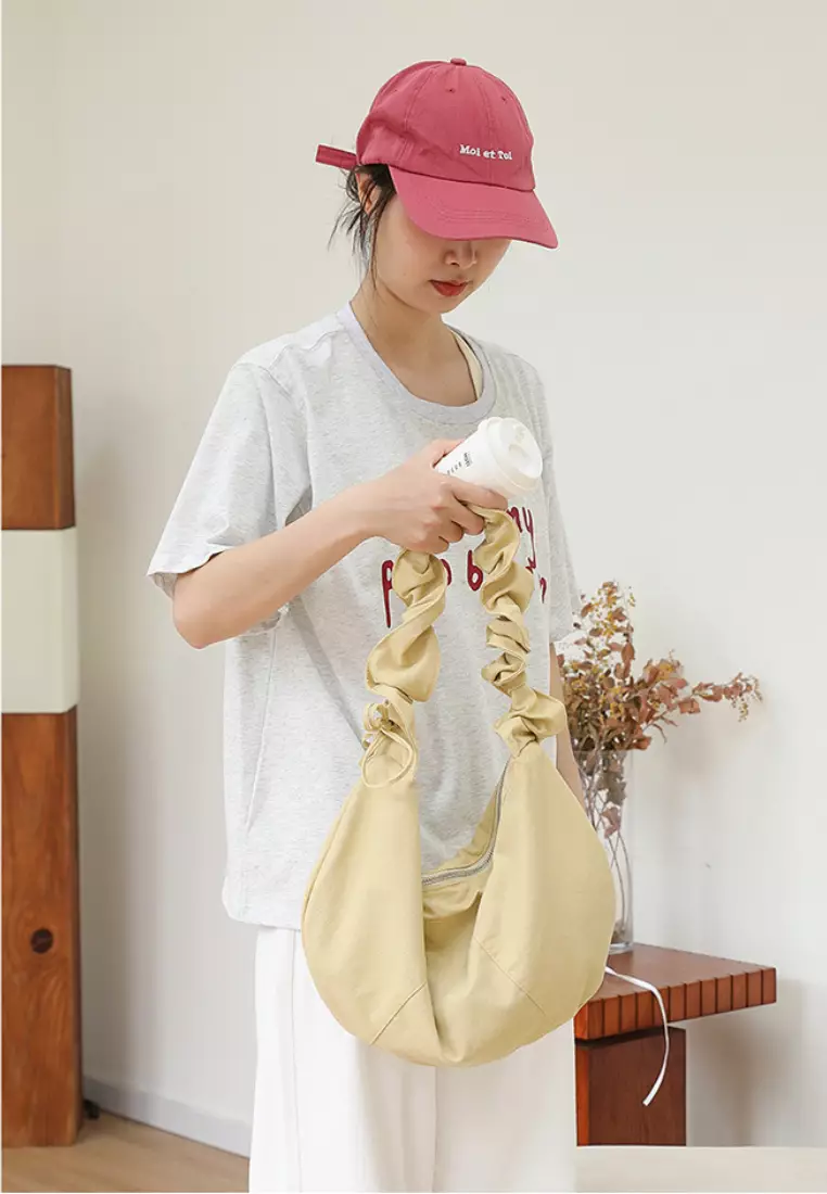 Casual wrinkled cotton zipper hobo Tote bags CA26042811YE