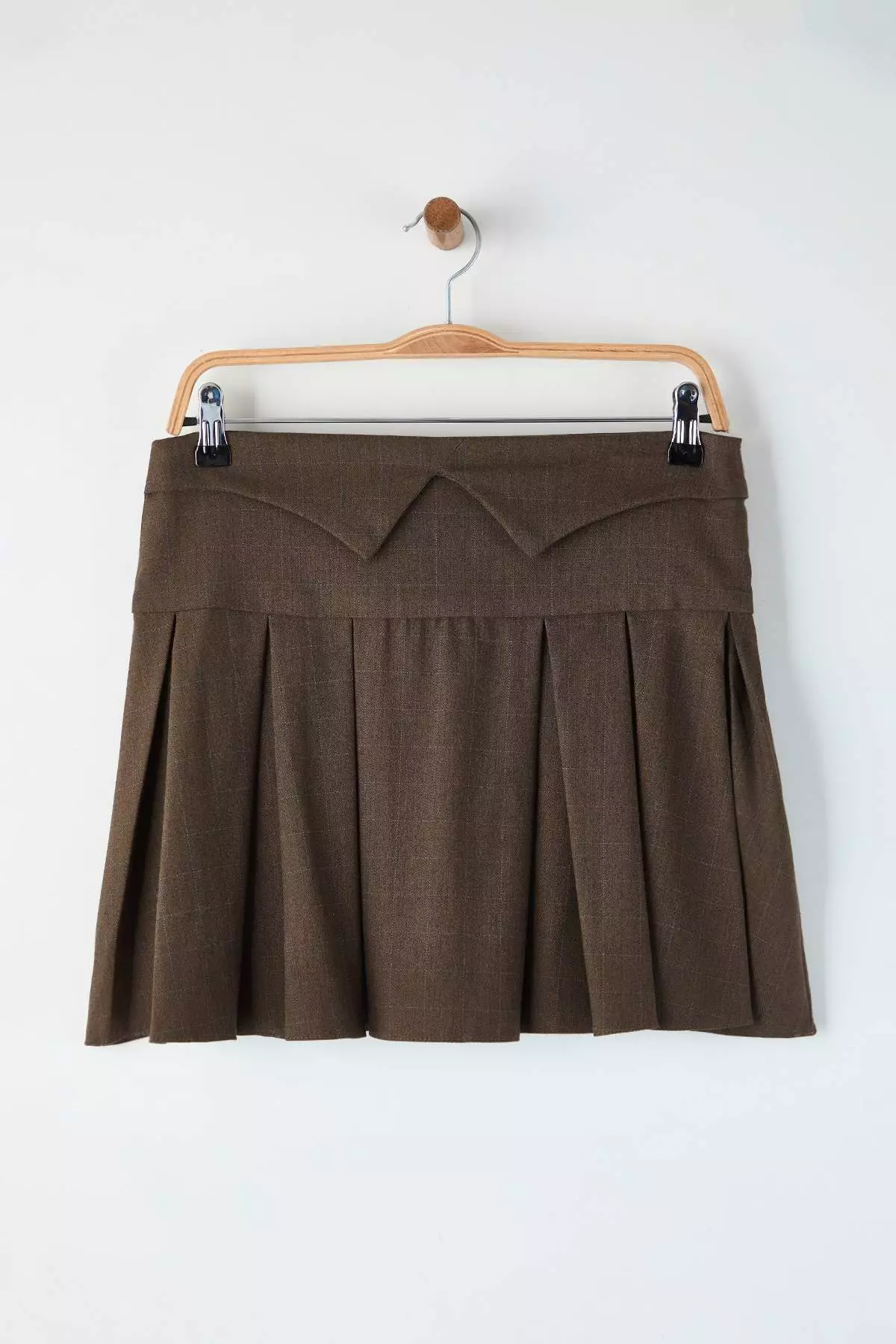 Exclusive Special Collection Mink Plaid Waist Detailed Pleated Short Skirt Twoaw26Et134