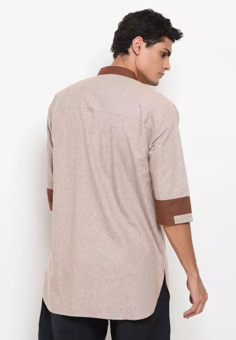 Zayidan Baju Koko Gamis Muslim Pria Nazeef - Cream