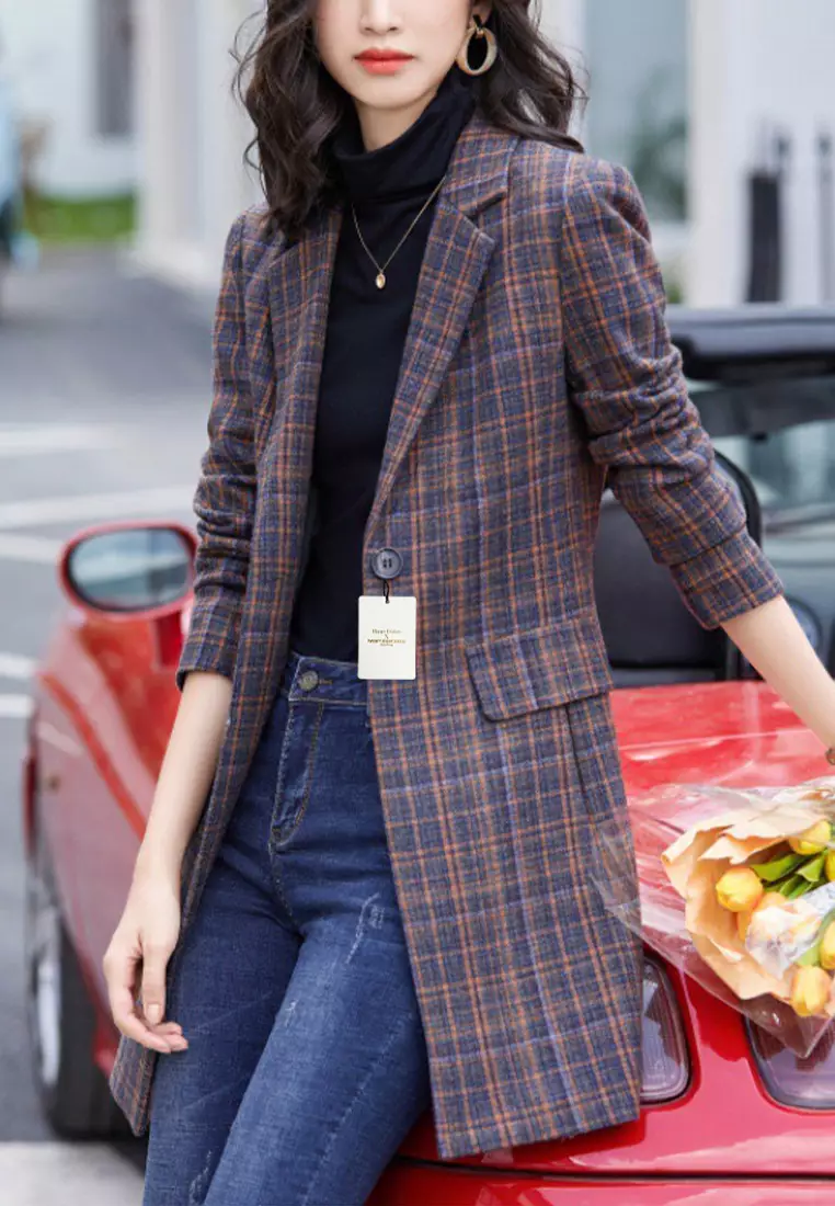 Checkered on sale suit jacket