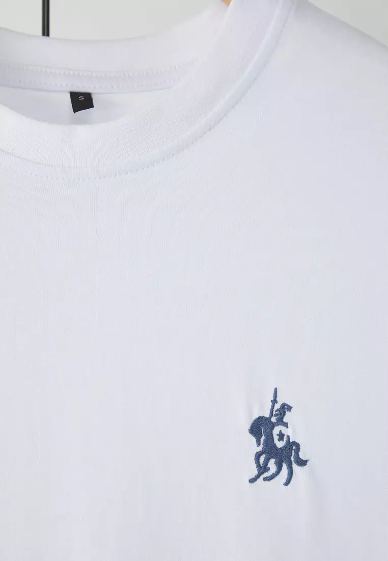 White Regular Cut Embroidery Detailed 100% Cotton T-Shirt TMNSS24TS00056