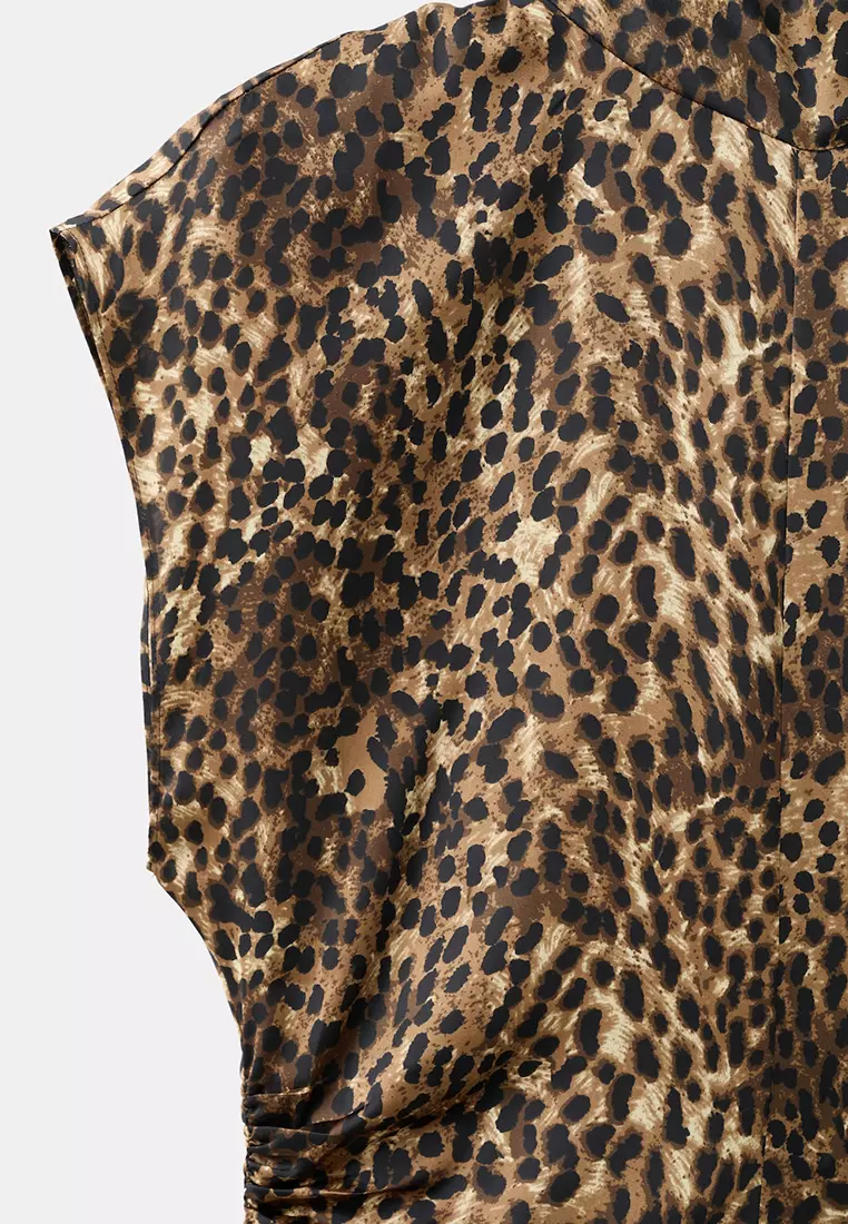 Leopard-Print Satin Dress