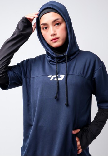 TD Active navy LSA03 ONH Outer Senam Sepeda Sport Hoodie High Neck F972CAA0233BEDGS_1