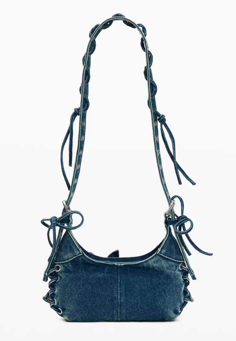 Denim bag with appliqués